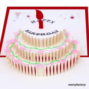 グリーティングカード ポップアップカード メッセージカード 誕生日 バースデーカード ケーキ お祝い かわいい おしゃれ 雑貨｜merryfactory