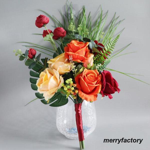 ◆2023新品 ウエディングブーケ 花束 花飾り 結婚式 バラ造花 ウェディング用 アレンジメント ...