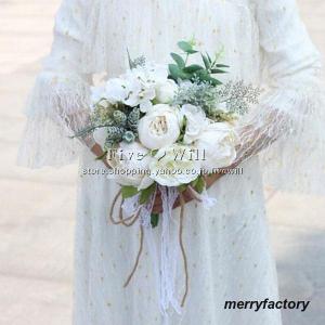 ◆ウエディングブーケ 花束 花飾り ブートニア 手首の花 結婚式 バラ造花 ウェディング用 アレンジ...