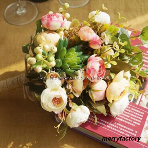 ◆ウエディングブーケ 結婚式 ローズ 造花 ウェディング用 アレンジメント 花嫁 披露宴 安い 手作...