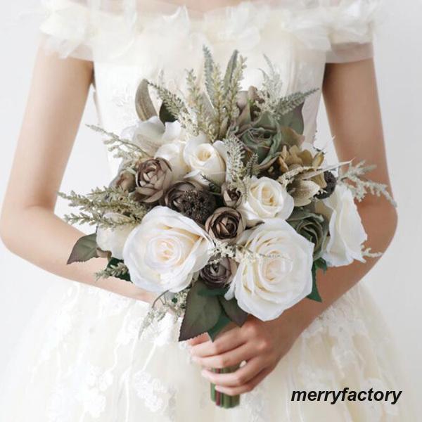 ◆2023新品 ウエディングブーケ ブートニア 手首の花 結婚式 バラ造花 ウェデ ィング用 花嫁 ...