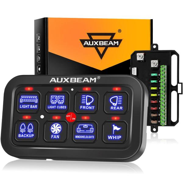 Color:BA80 8ギャングブルー、片側配線、 Auxbeam 8ギャングスイッチパネル BA8...