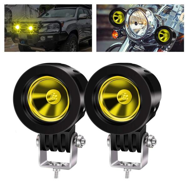 Color:イエロー X-STYLE バイク フォグランプ 10W LEDワークライト 作業灯 狭角...