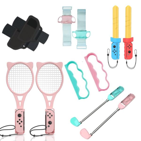 Color:ピンク-ブルー_Size:12 in 1 Switch Sports用 体感ゲームアクセ...