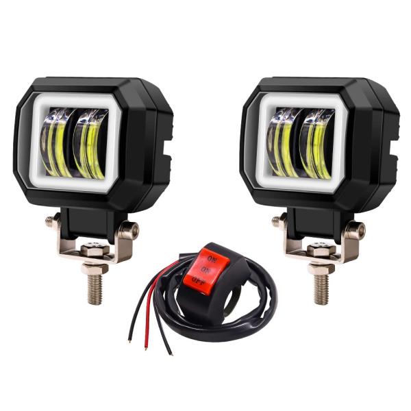 Color:白+赤O X-STYLE バイク フォグランプ led カットライン有り 2色 白+赤い...