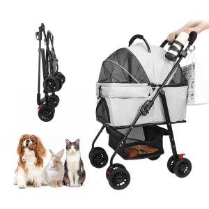 グレー ペットカート 3WAY ワンタッチ折り畳み
