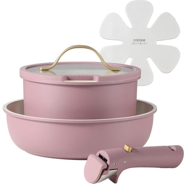 Model:5点パープル マーブルコード CAROTE カローテ フライパン セット5点 鍋セット ...