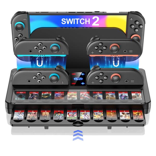 Size:スライド式収納 Switch 2充電スタンド【新登場 Switch 2対応】 4台ジョイコ...
