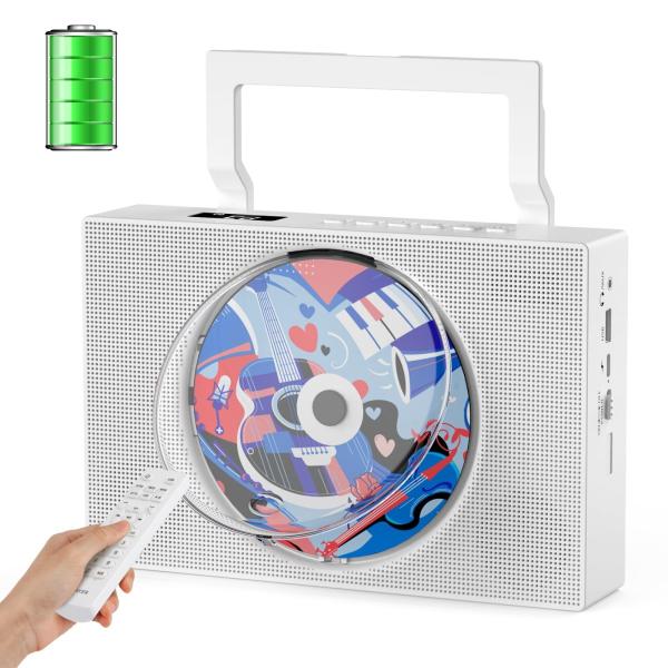 Color:ホワイト Gueray cdプレーヤー 卓上 Bluetooth送受信対応 充電可能 ス...