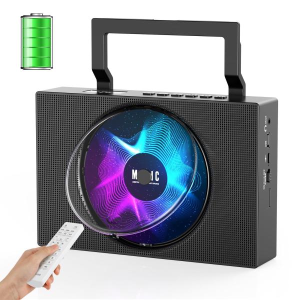 Color:ブラック Gueray cdプレーヤー 卓上 Bluetooth送受信対応 充電可能 ス...