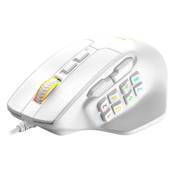 Red samurai 有線ゲーミングマウス 白 15ボタン MMO/FPS対応 12400DPI ...