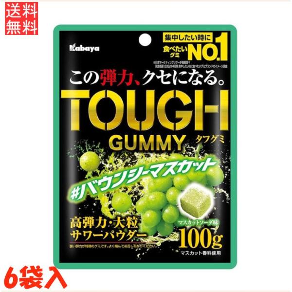 カバヤ食品 タフグミ バウンシーマスカット 100g×6袋 ※賞味期限:2024年12月末