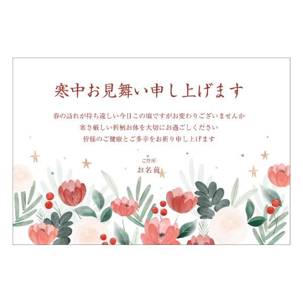 【あなたのあいさつ文を入れて1枚から印刷OK！】寒中見舞い はがき お見舞い オリジナル 寒中葉書 ...