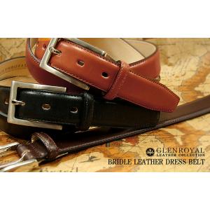 正規品 別注バックル【 GLENROYAL / グレンロイヤル 】●06-5480 ブライドルレザードレスベルト BRIDLE LEATHER DRESS BELT ( ステッチ入 ) ( メンズ )