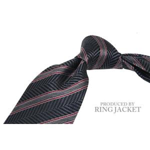 PRODUCED BY RING JACKET リングヂャケット ネクタイ（チャコールグレーヘリンボ...