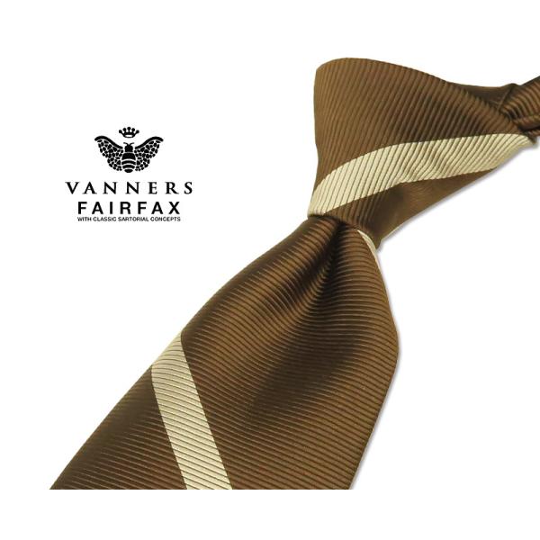 FAIRFAX フェアファクス ネクタイ Vanners /バーナーズ生地モカブラウン系地にオフホワ...