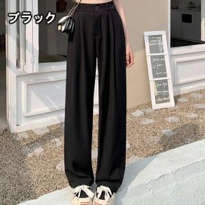 ハイウエスト ストレートパンツ 脚長効果 レデ...の詳細画像3
