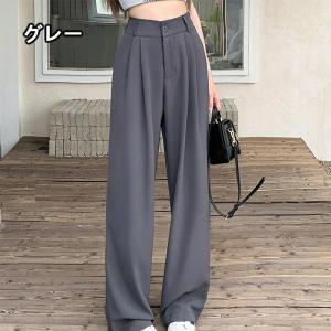 ハイウエスト ストレートパンツ 脚長効果 レデ...の詳細画像4