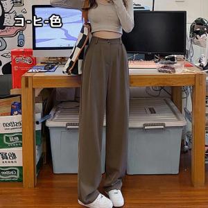 ハイウエスト ストレートパンツ 脚長効果 レデ...の詳細画像5
