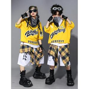 黄色 白色 キッズ ダンス衣装 セットアップ ...の詳細画像4