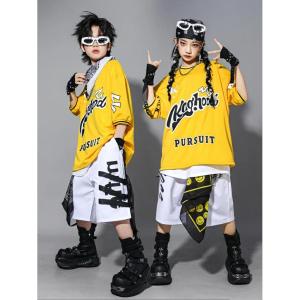 黄色 白色 キッズ ダンス衣装 セットアップ ...の詳細画像5