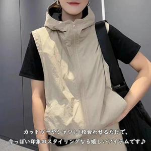 トップス レディース フード付き パーカー ベ...の詳細画像4