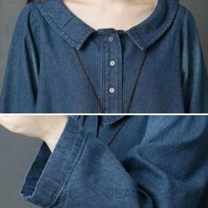 デニムワンピース きれいめ 春秋冬 ロングワン...の詳細画像4