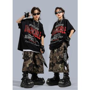 迷彩柄 ダンス 衣装 ヒップホップ キッズ t...の詳細画像3