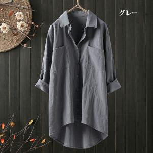 コットン シャツ チュニック レディース 長袖...の詳細画像3