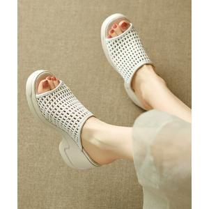 厚底 メッシュ ミュールサンダル レディース ...の詳細画像5