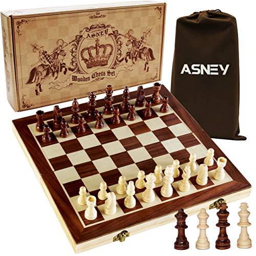 ASNEY アップグレード磁気チェスセット 15インチ トーナメント スタントン 木製チェスボードゲ...
