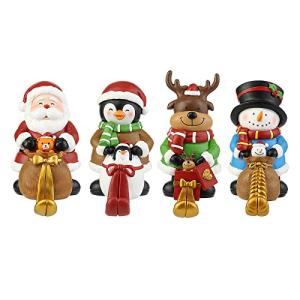 WBHome Christmas Stocking Holder Set of 4 Santa Snowman Reindeer 平行輸入の商品画像