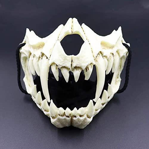 日本製マスク 樹脂製ホワイトスカル 恐ろしいマスク ハロウィンコスプレコスチューム小道具 装飾 ホラ...