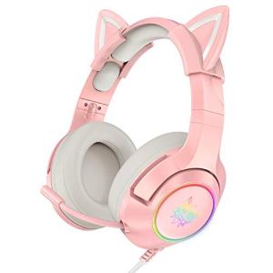 SIMGAL Pink Gaming Headset with Removable Cat Ears  Compatible with  平行輸入｜metamarketh
