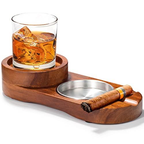 Cigar Ashtray Coaster Cigar Holder and Whiskey Gla...