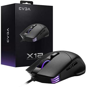 EVGA X12 ゲーミングマウス 8K 有線 ブラック カスタマイズ可能 デュアルセンサー 16000 DPI 5プロファイル 8ボタ 平行輸入