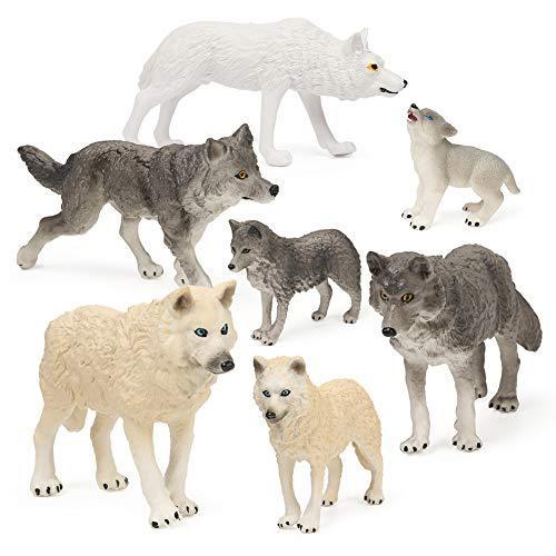 7個のオオカミのおもちゃの置物セットオオカミの動物のフィギュア（オオカミセットB） 平行輸入