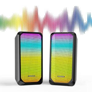 コンピュータースピーカー 2.0ステレオボリュームコントロールゲームスピーカー サラウンドサウンド付き RGB LEDバックライト US 平行輸入