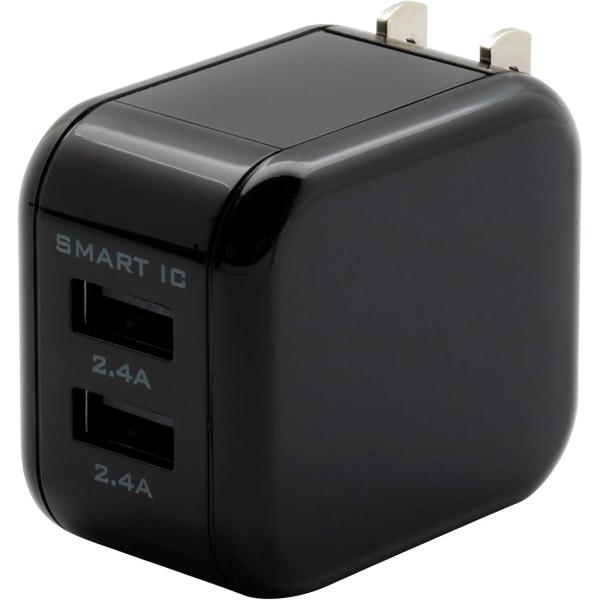 OWLTECH｜オウルテック 合計4.8A出力で2台同時に急速充電！AC充電器 ブラック OWL-A...