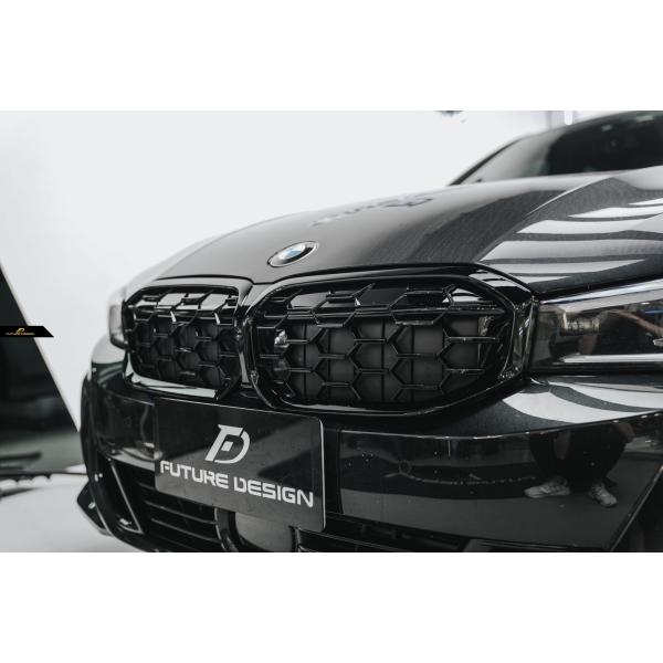 BMW 3シリーズ G20 G21 後期車フロント用 艶ありブラック ダイヤ キドニーグリル センタ...