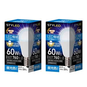 スタイルド LED電球 2個セット E17 昼光色 60W形相当 調光器対応 ミニクリプトン形 広配光タイプ 密閉器具対応 HA6D17D2