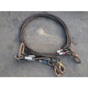 中古 2.5tフック ロックフック４点吊り ワイヤーフック ワイヤー長約3m 太さφ18mm 新でん