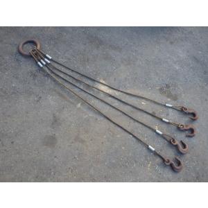 中古 1tフック ロックフック４点吊り ワイヤーフック ワイヤー長約1.2m 太さφ9mm 新でん