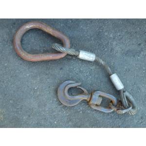 中古 1t？１点吊り スイベルフック ワイヤー長さ約40cm 太さφ16mm 新でん