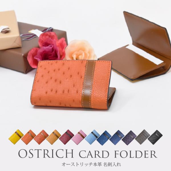 名刺入れ オーストリッチ メンズ 本革 ダチョウ 駝鳥 本物 カード入れ パスケース レディース 小...