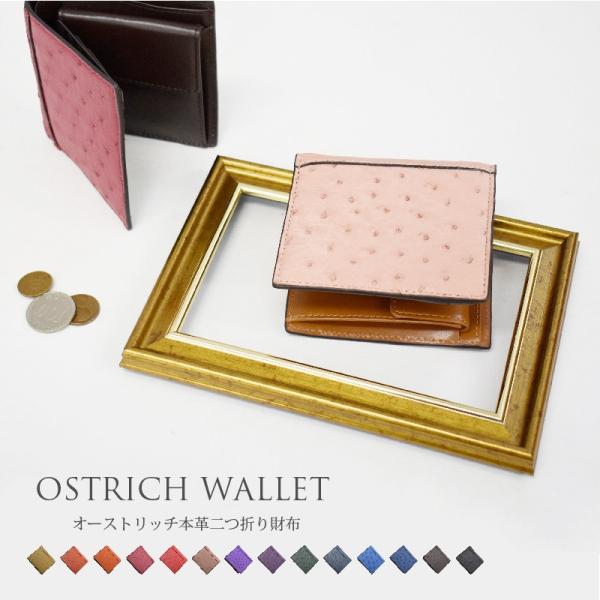 オーストリッチ 小銭入れ  レディース メンズ コインケース 二つ折り 本革  軽い プレゼント  ...