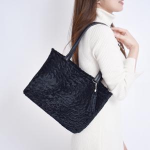 新品❣️高級ミンクリボン付きトートバッグ❣️定番ブラック❣️ リアルファーバッグ メイドインジャパン ハンドメイド パステルミンク