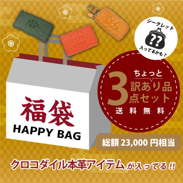 福袋 2026 クロコダイル 本革 財布 コインケース キーケース 3点セット 訳あり品 レディース...