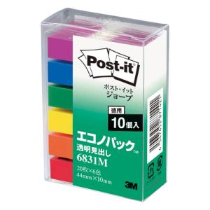 Post-it 6831M 透明見出し 混色 10冊｜mgshoten