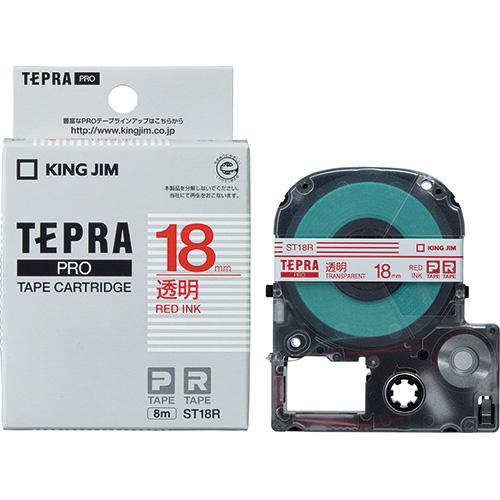 テプラ ＰＲＯ テ−プ ST18R 透明に赤文字 18mm
